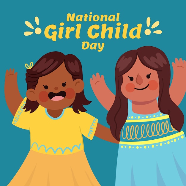 Free vector flat national girl child day illustration