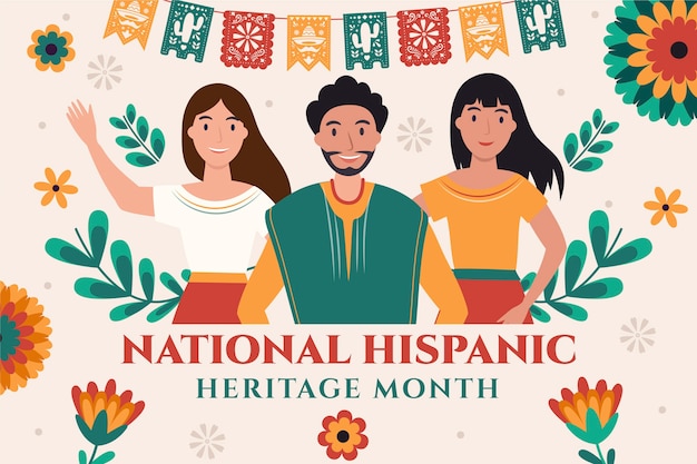 Free vector flat national hispanic heritage month background