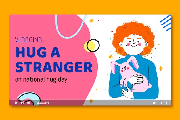 Flat national hugging day youtube thumbnail