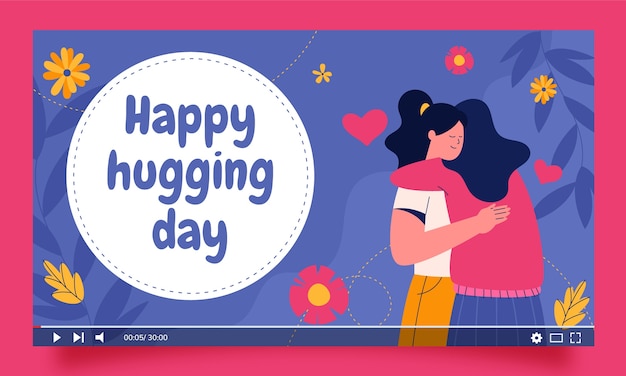 Flat national hugging day youtube thumbnail