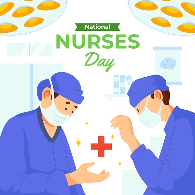 Flat national nurses day illustration