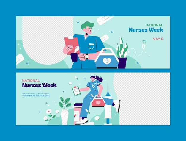 Free vector flat national nurses week horizontal banner template