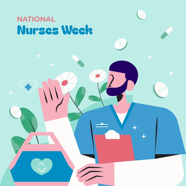 Flat national nurses week illustration