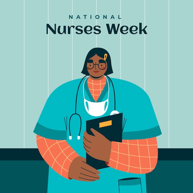 Vettore gratuito illustrazione della settimana nazionale delle infermiere piatte