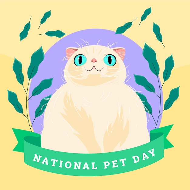 Vettore gratuito illustrazione piatta della giornata nazionale degli animali domestici