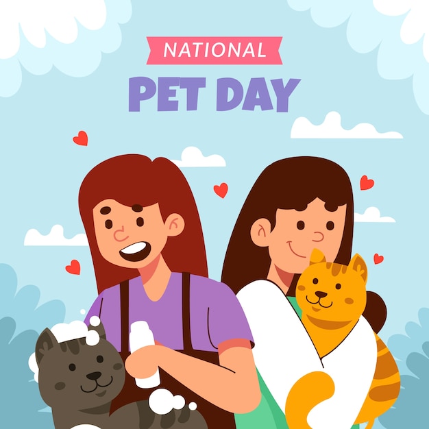 Flat national pet day illustration