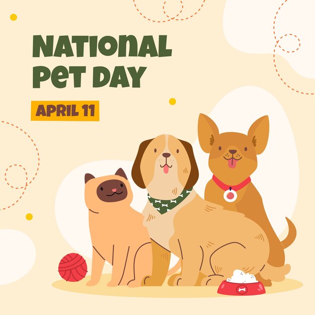 Flat national pet day illustration