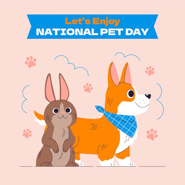 Free vector flat national pet day illustration