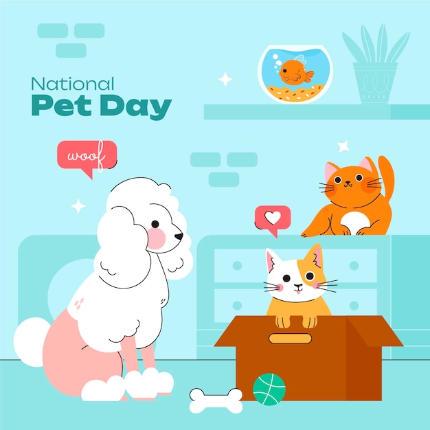 Free vector flat national pet day illustration