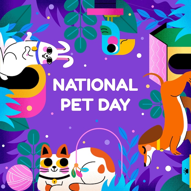 Free vector flat national pet day illustration