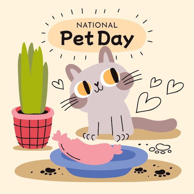 Free vector flat national pet day illustration