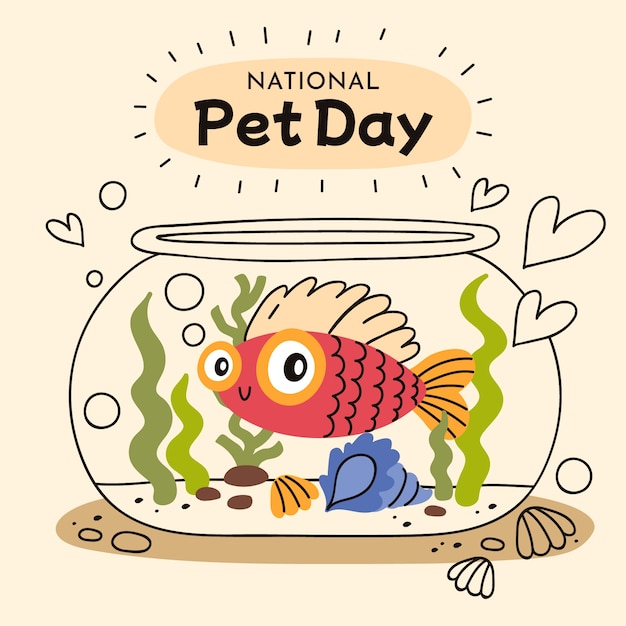 Flat national pet day illustration