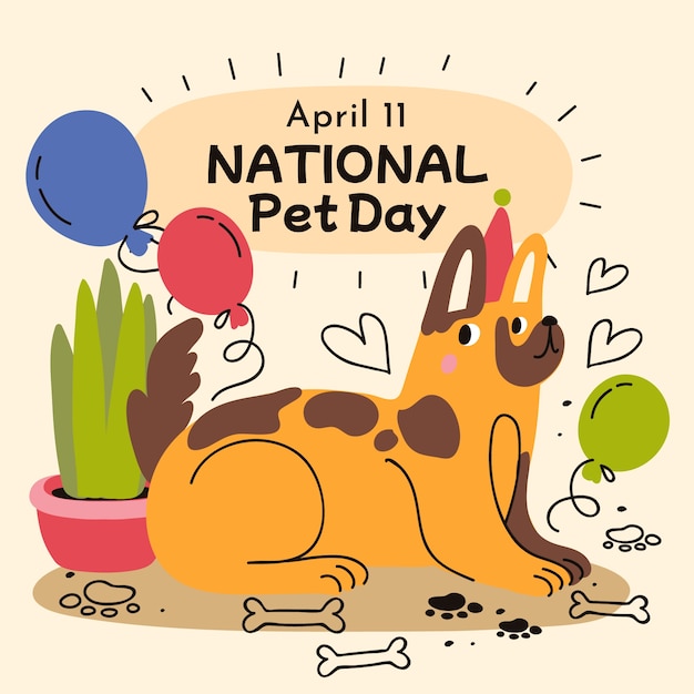 Плоская иллюстрация национального дня домашних животных