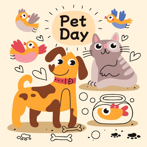 Flat national pet day illustration