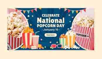 Free vector flat national popcorn day horizontal banner template