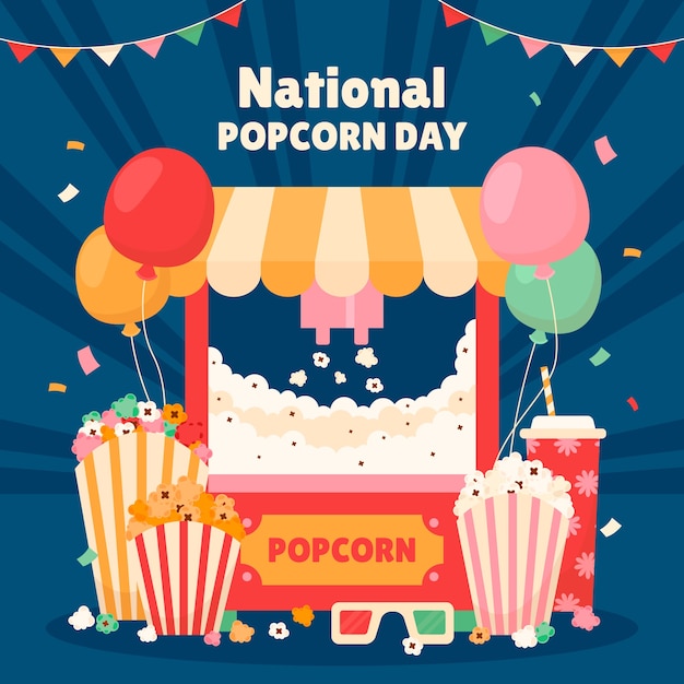 Free vector flat national popcorn day illustration