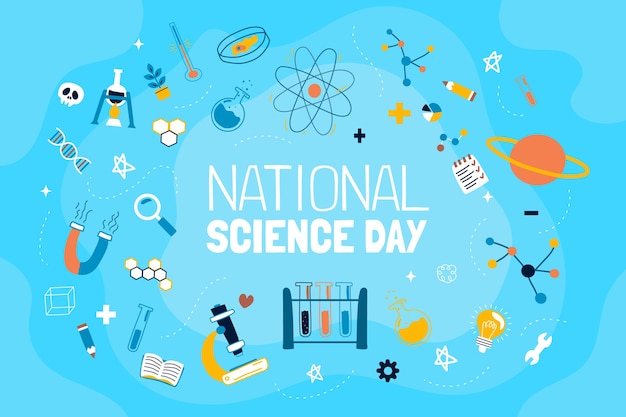 Flat national science day background