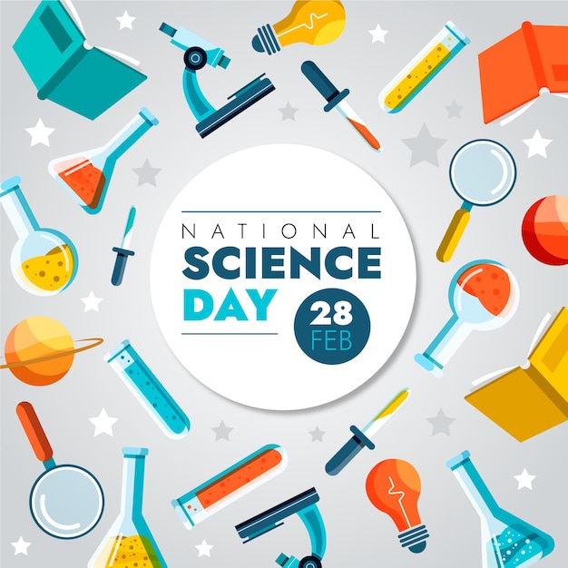 Flat national science day background