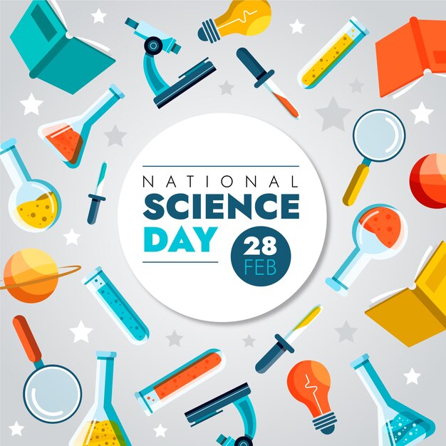 Flat national science day background