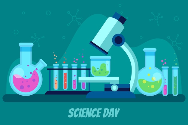 Flat national science day background