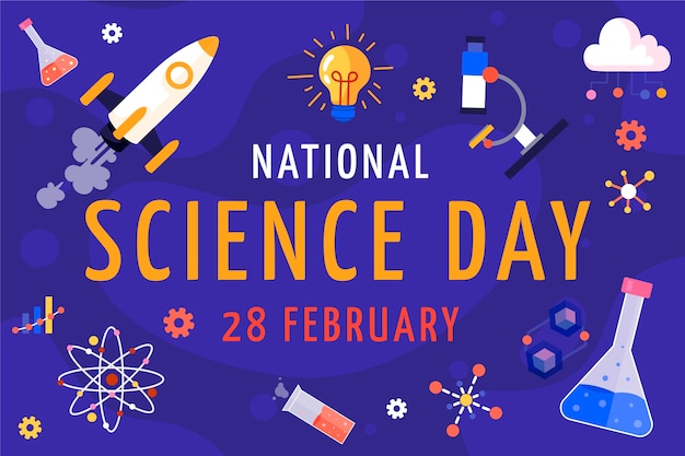 Flat national science day background