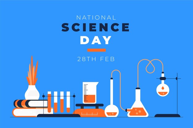 Flat national science day background