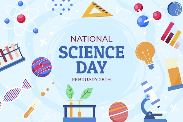 Flat national science day background