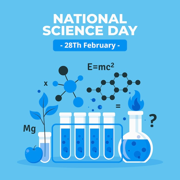 Flat national science day background