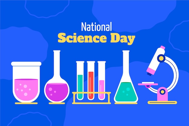 Плоский национальный день науки фон