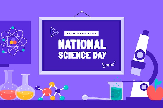 Vettore gratuito fondo piatto della giornata nazionale della scienza