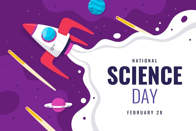 Flat national science day background