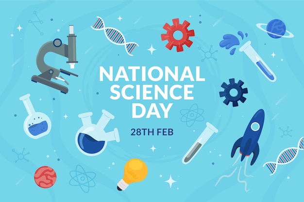 Flat national science day background