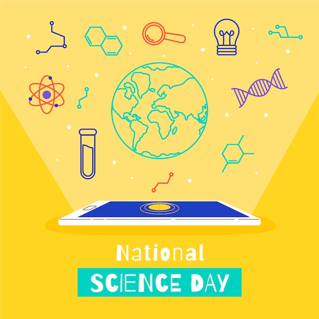 Flat national science day background