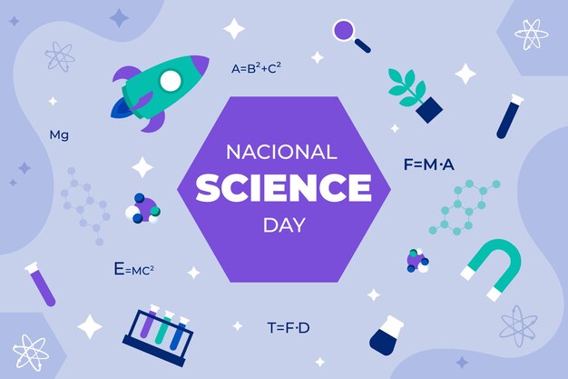 Flat national science day background