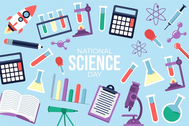 無料ベクター 平らな国立科学の日の背景