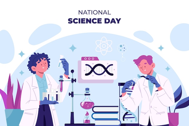 Flat national science day background