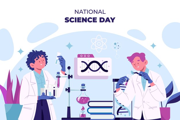 Flat national science day background