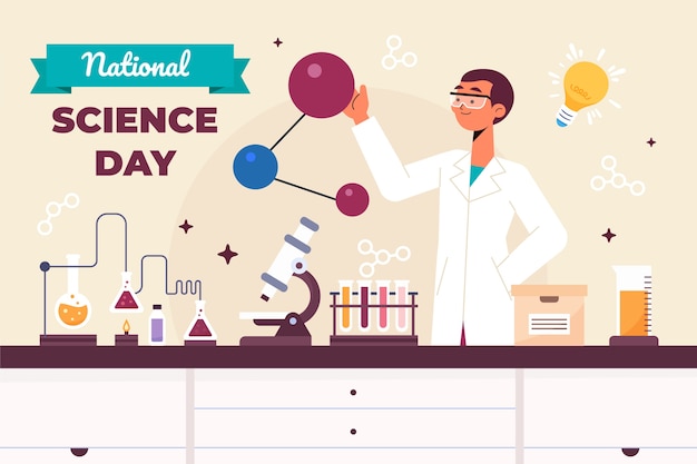 Free vector flat national science day background