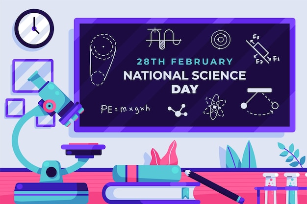 Flat national science day background