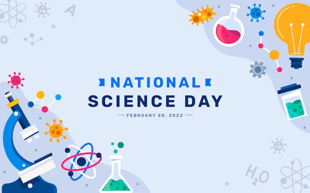 Flat national science day background