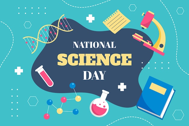 Flat national science day background