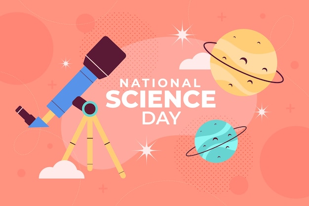 Flat national science day background