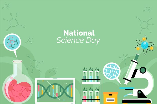 Flat national science day background