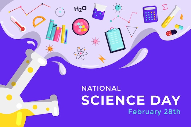 Flat national science day background