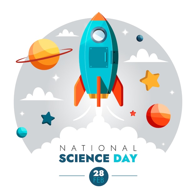 Flat national science day illustration