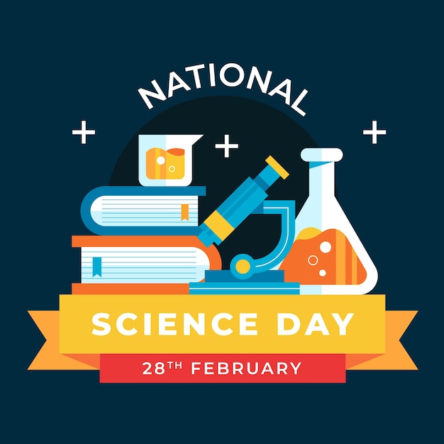 Flat national science day illustration