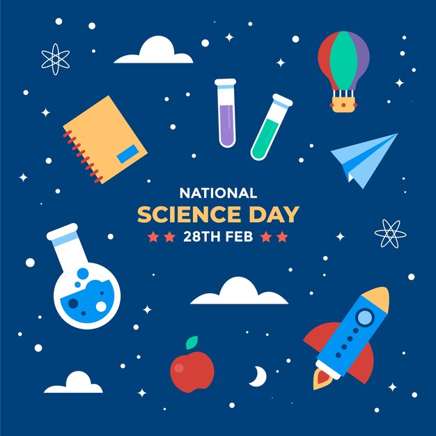 Плоский национальный день науки иллюстрация