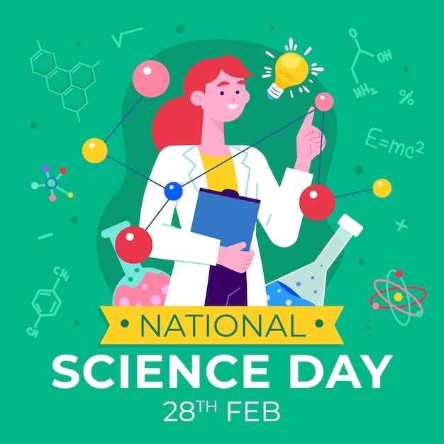 Free vector flat national science day illustration