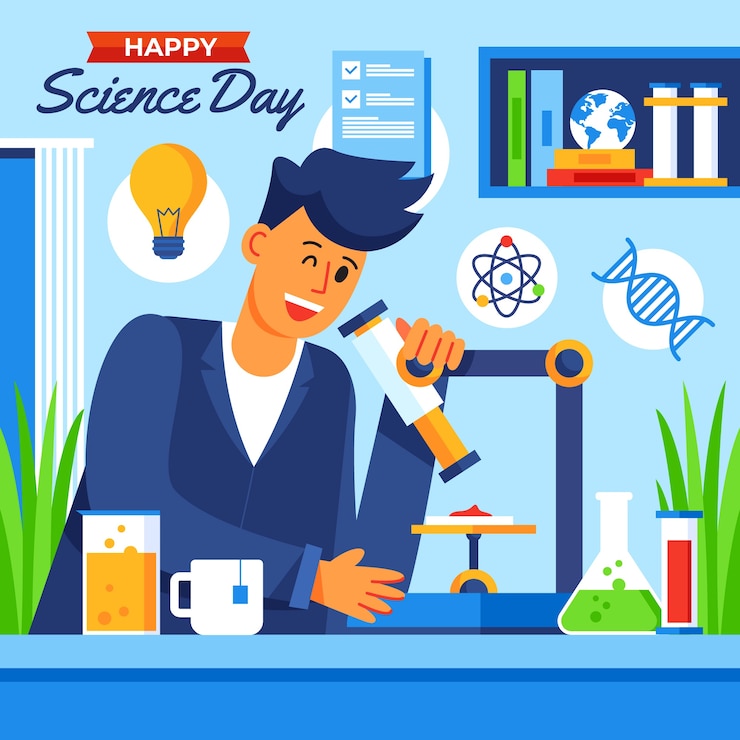 Free Vector flat national science day illustration