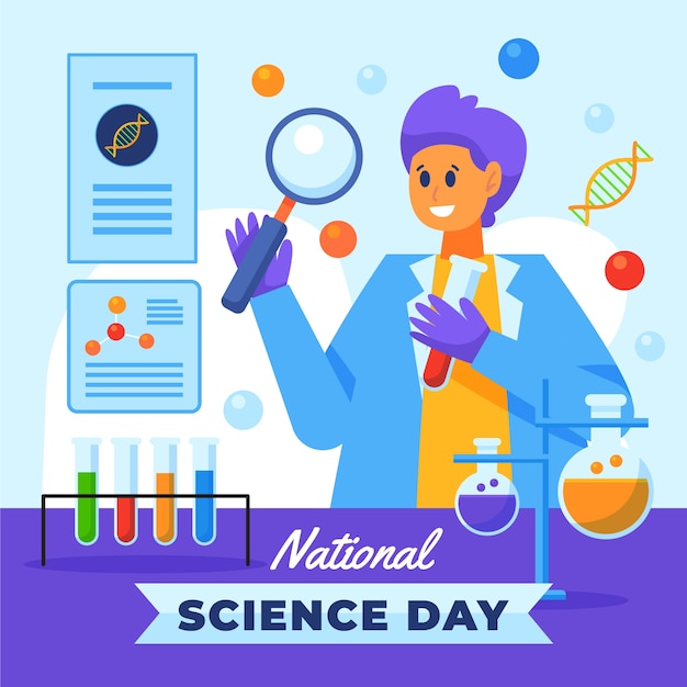 Free vector flat national science day illustration